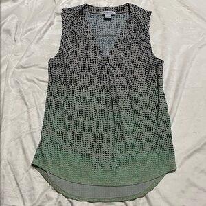 Sleeveless Beige with Navy and Green Women's Top